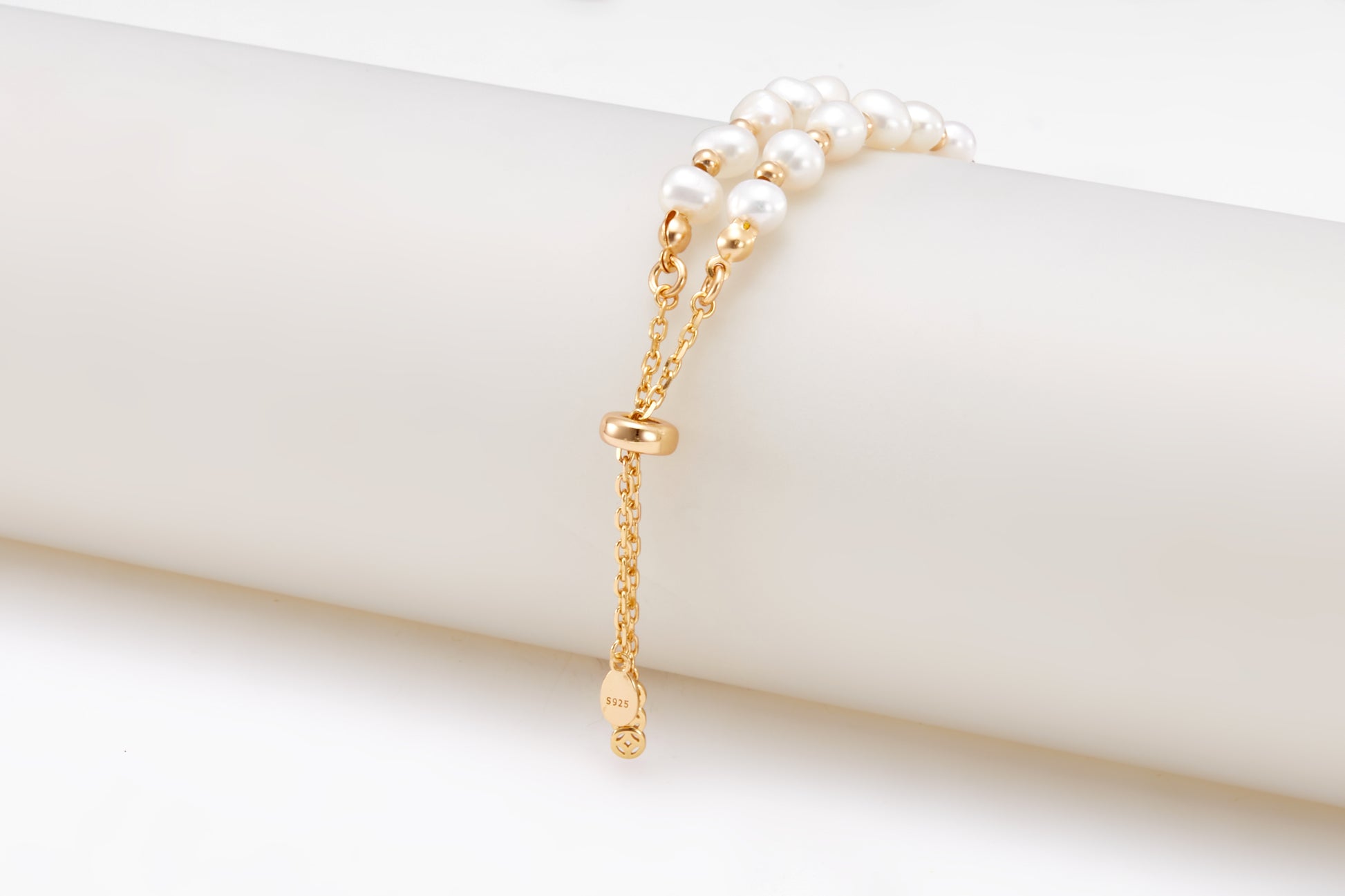 gold plated pearl bracelet with zirconia for girls and women