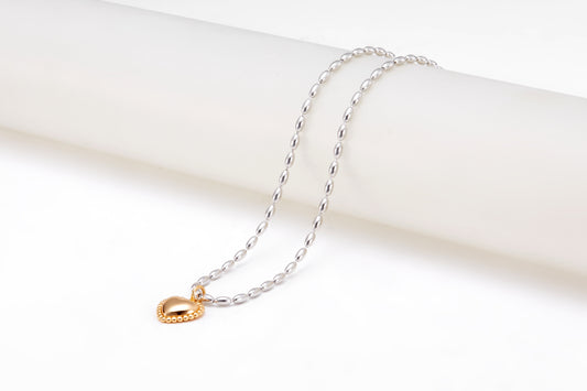 Silver and Gold-plated necklace in a shape of a heart for girls and women