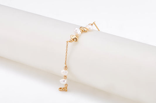 Gold-plated pearl bracelet for girls and women