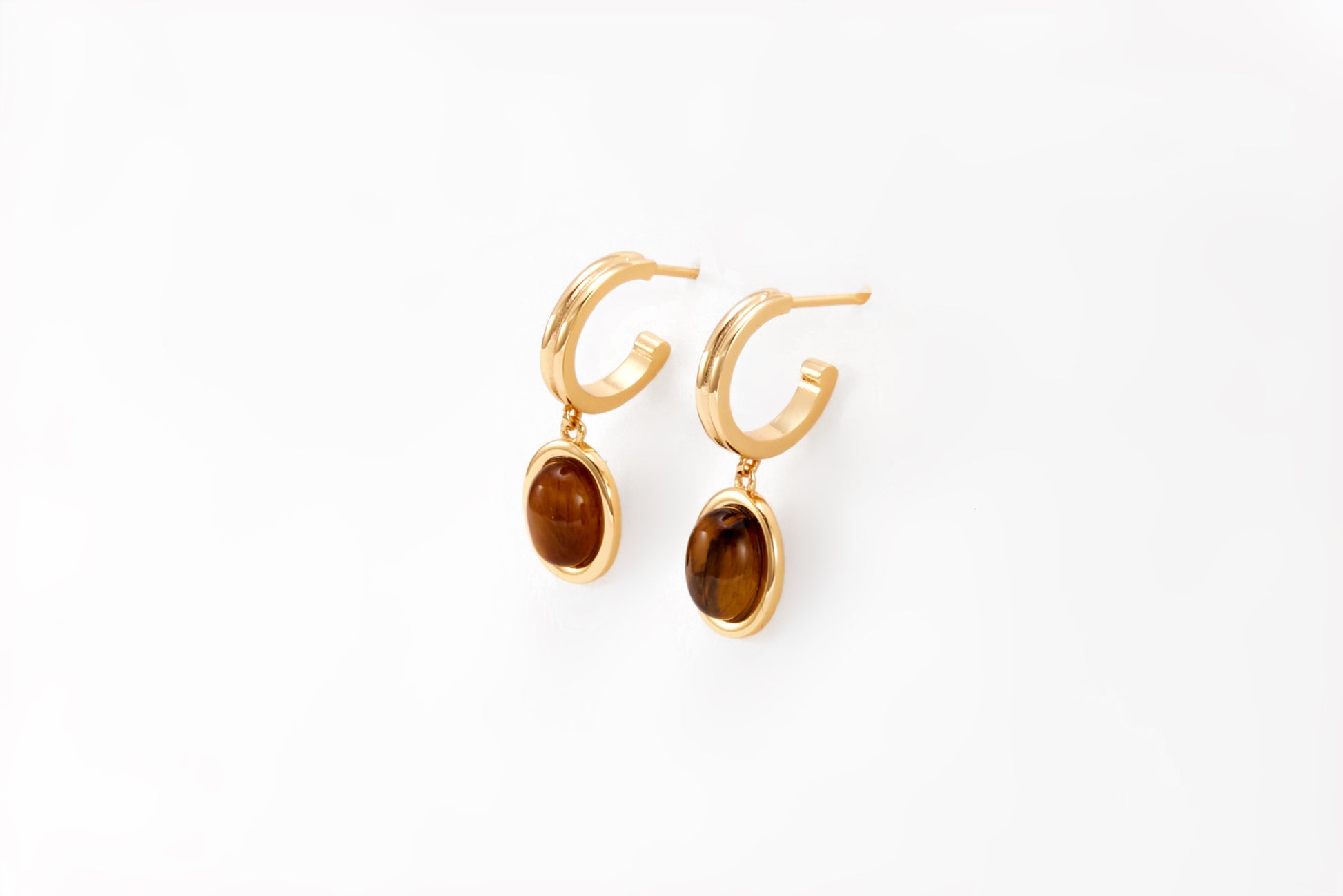 Gold plated earrings with cornelian for girls and women