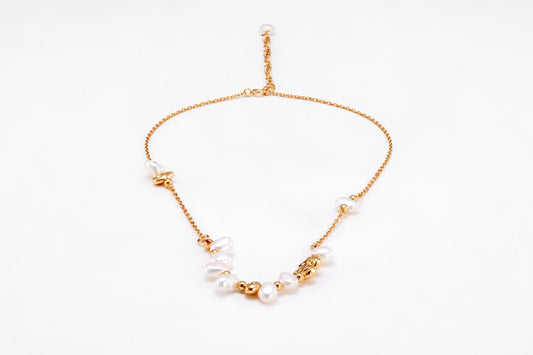 Gold-plated pearl necklace for girls and women