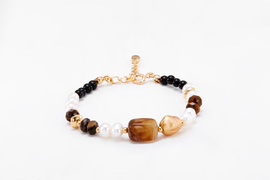 gold plated pearl bracelet for girls and women