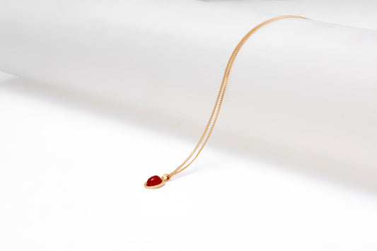 Gold plated necklace with agat for girls and women 