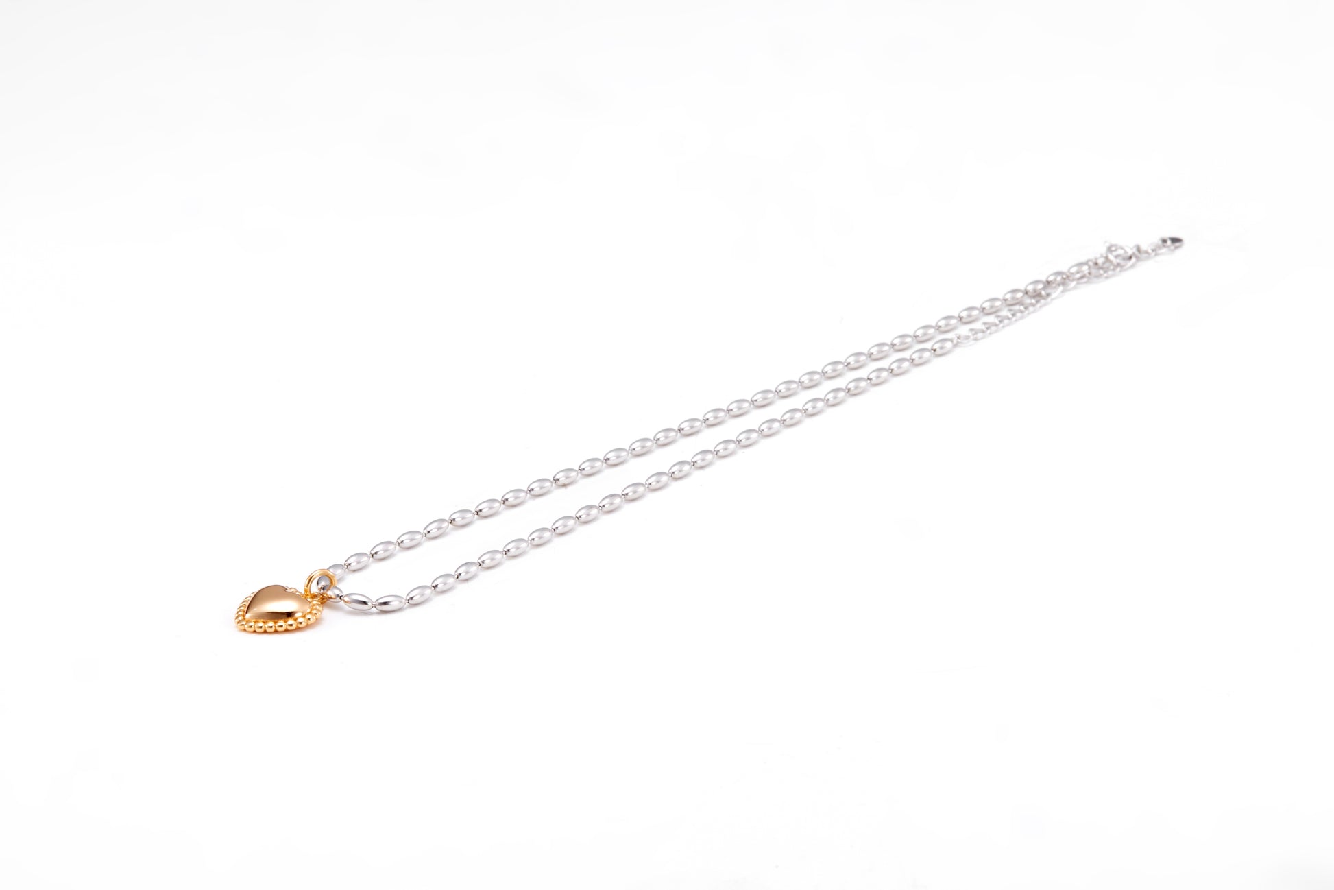 Silver and Gold-plated necklace in a shape of a heart for girls and women 