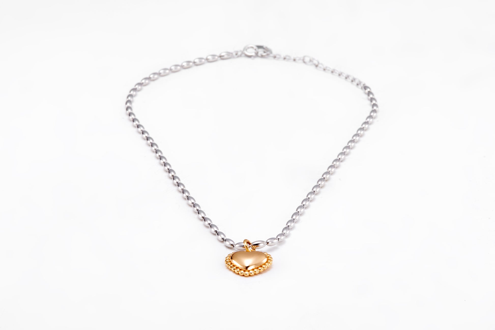 Silver and Gold-plated necklace in a shape of a heart for girls and women 