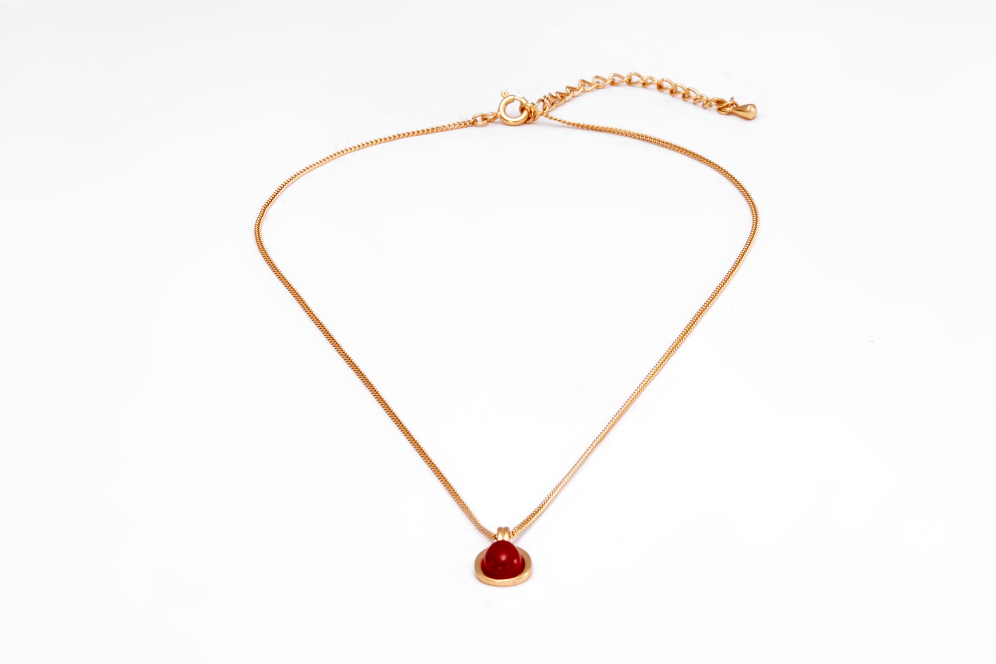 Gold plated necklace with agat for girls and women 