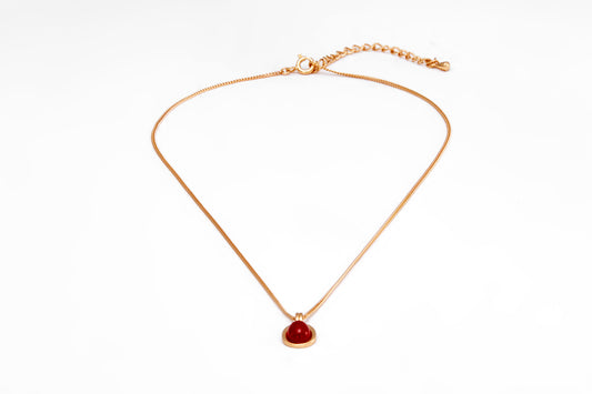 Gold plated necklace with agat for girls and women 