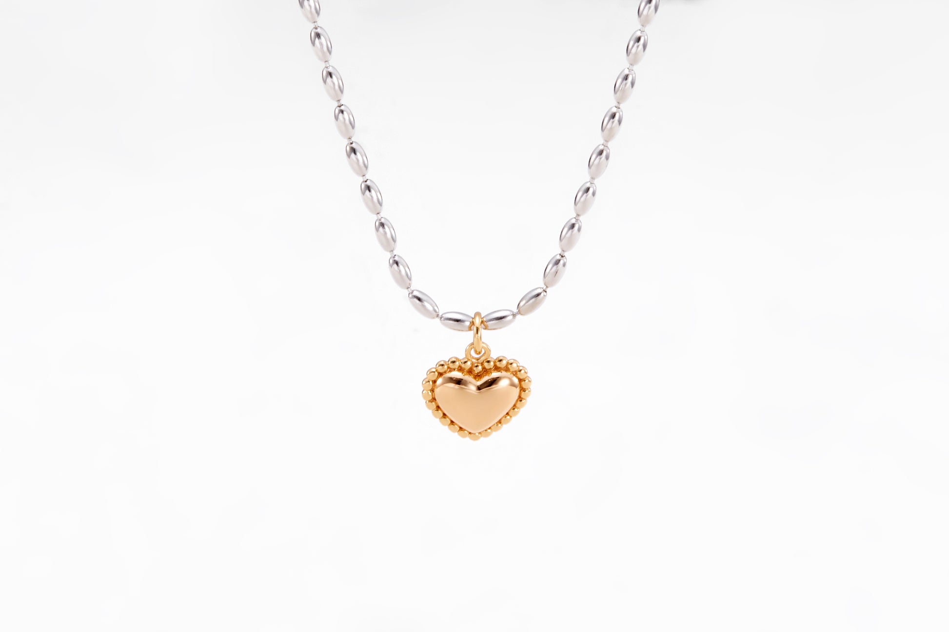 Silver and Gold-plated necklace in a shape of a heart for girls and women 