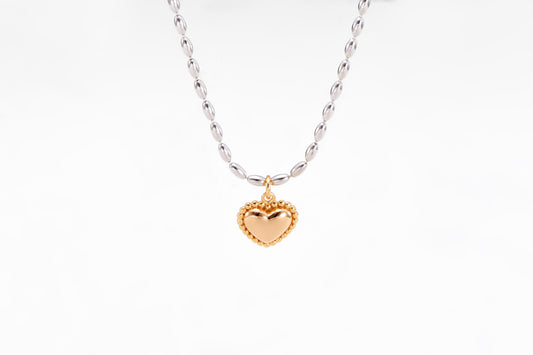 Silver and Gold-plated necklace in a shape of a heart for girls and women 